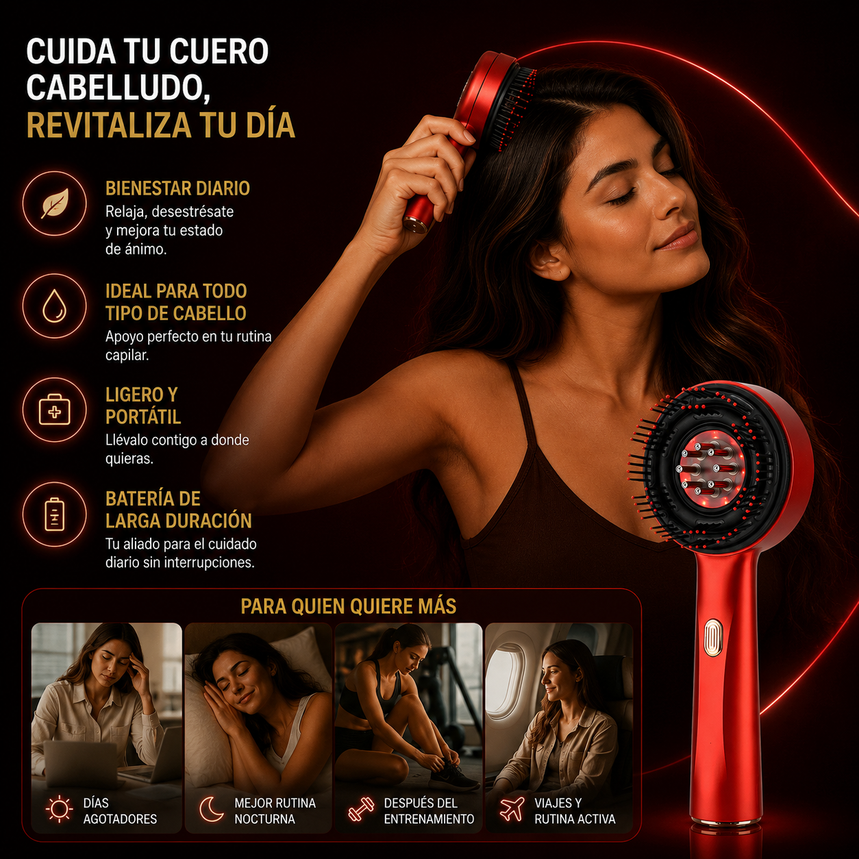 Electric Vibration Massage Comb Red Light Hair Growth Massage Scalp Brush anti Hair Loss Liquid Oil Applicator Hair Care